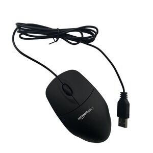 Amazon‎ Basics MSU0939 3-Button USB Wired Optical Computer Mouse Black "Tested"
